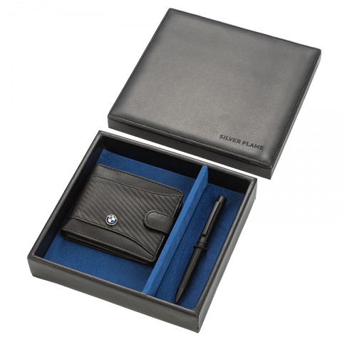 Подаръчен комплект химикалка и портфейл Auto Set с логото на BMW, AS4102