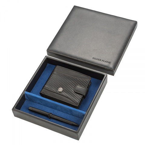 Подаръчен комплект химикалка и портфейл Auto Set с логото на Volkswagen, AS4104