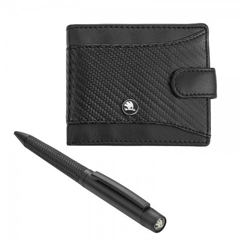 Подаръчен комплект химикалка и портфейл Auto Set с логото на Skoda, AS4105