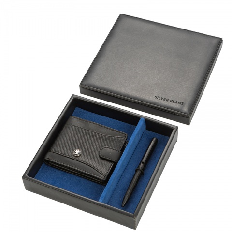 Подаръчен комплект химикалка и портфейл Auto Set с логото на Skoda, AS4105