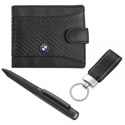 Подаръчен комплект портфейл, химикал и ключодържател Auto Set с лого на BMW, AS4202