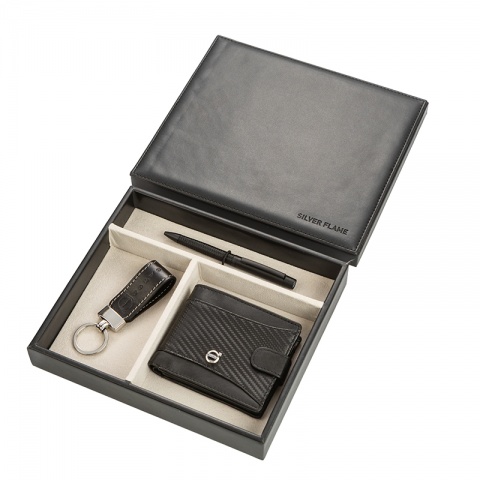 Подаръчен комплект портфейл, химикал и ключодържател Auto Set с лого на Volvo, AS4217