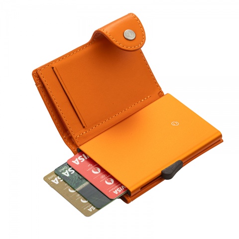 Картодържател C-secure естествена кожа в оранжев цвят, CS00505