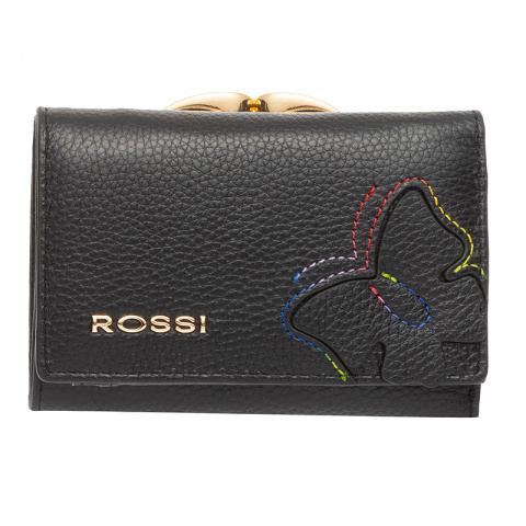 Дамски черен портфейл с пеперуда ROSSI