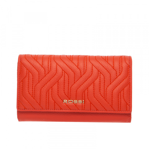 Дамски оранжев портфейл с декоративен шев ROSSI