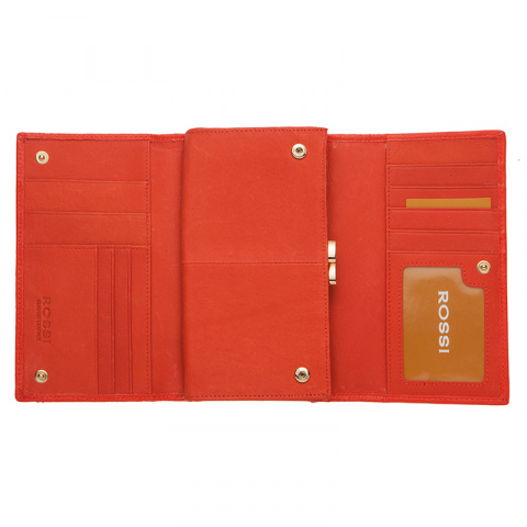Дамски оранжев портфейл с декоративен шев ROSSI