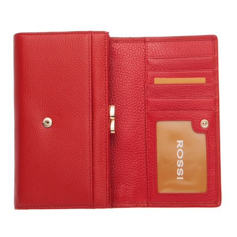 Дамски червен портфейл с декортативен шев ROSSI