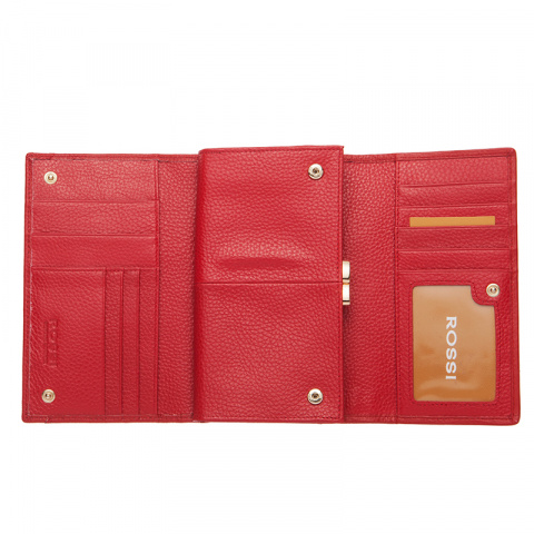 Дамски червен портфейл с декортативен шев ROSSI