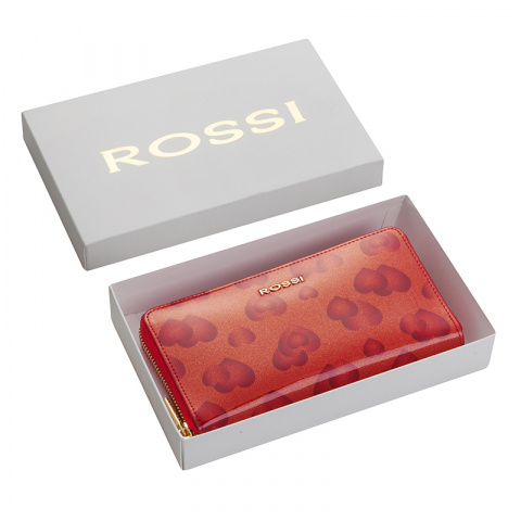 Дамски портфейл червен лак на сърца ROSSI