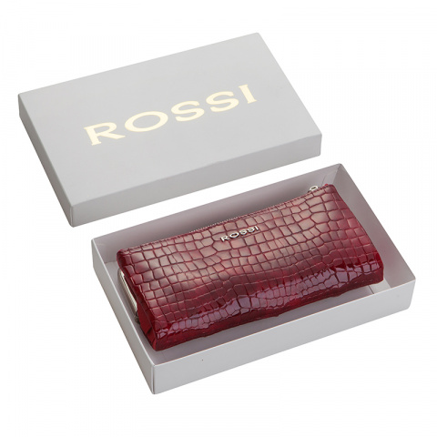 Дамски червен портфейл с крокодилски принт ROSSI
