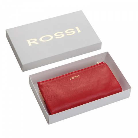 Дамски наситено червен портфейл със златен обков ROSSI