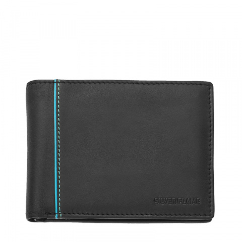 Мъжки черен портфейл със синя линия SILVER FLAME