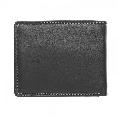 Мъжки черен портфейл с декоративен шев SILVER FLAME, SFT0613