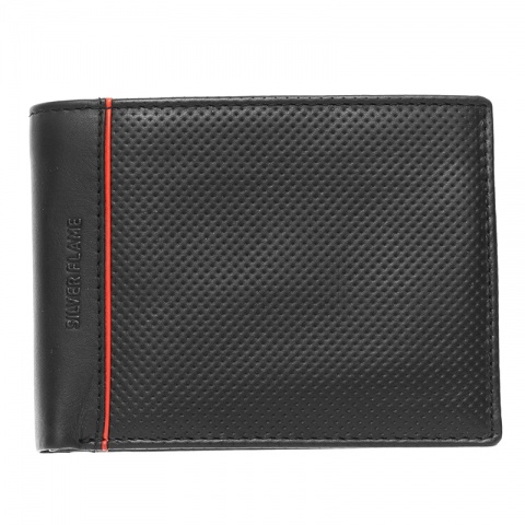 Мъжки черен портфейл с червена линия SILVER FLAME